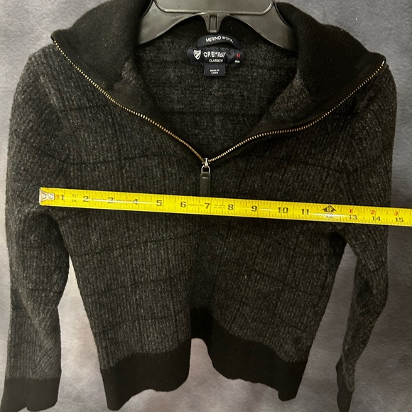 Cremieux Merino Wool Charcoal Quarter-zip Sweater Kids Medium - Picture 5 of 5